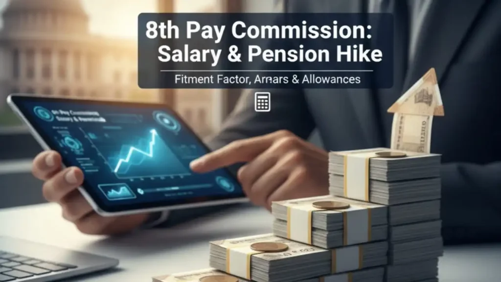 8th Pay Commission, 8th Pay Commission Salary Hike, केंद्रीय कर्मचारी सैलरी, सरकारी पेंशन बढ़ोतरी, 8वां वेतन आयोग लागू कब होगा, फिटमेंट फैक्टर,